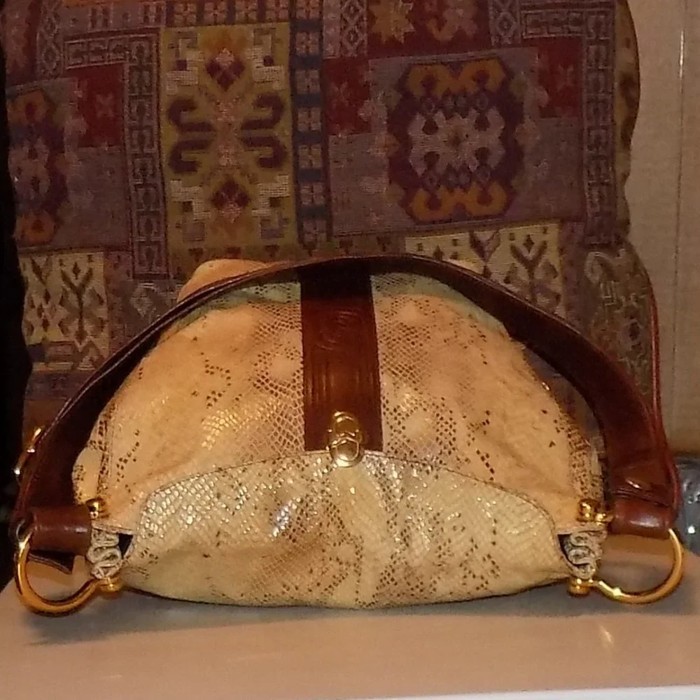 Marino Orlandi bucket bag snake embossed leather Italy - Picture 10 of 16